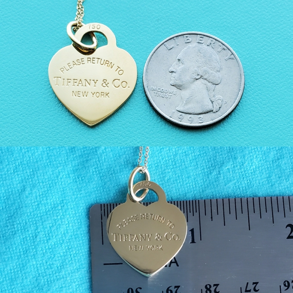 ⚠️18k medium heart tag pendant necklace - Picture 6 of 7